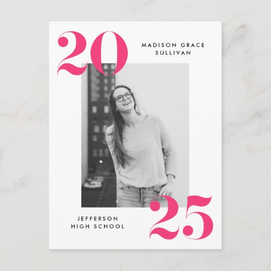 Bold 2022 roze briefingfotograaf uitnodiging briefkaart (Voorkant)