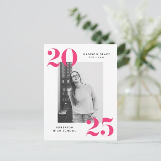 Bold 2022 roze briefingfotograaf uitnodiging briefkaart (Staand voorkant)