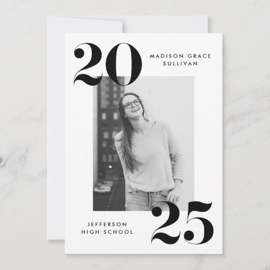 Bold 2023 Black Lettering Photo Graduation Party Kaart (Voorkant)