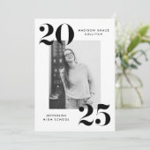 Bold 2023 Black Lettering Photo Graduation Party Kaart (Staand voorkant)