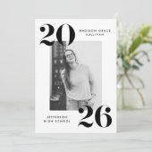 Bold 2023 Black Lettering Photo Graduation Party Kaart (Staand voorkant)