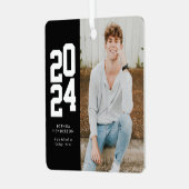 Bold 2023 Black White Photo Afstuderen Metalen Ornament (Voorkant links)