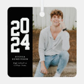 Bold 2023 Black White Photo Afstuderen Metalen Ornament (Achterkant)