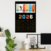 Bold 2026 Golf Calendar  Poster (Thuiskantoor)
