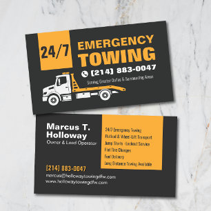 Bold 24/7 Towing & Recovery Service Zware Taken Visitekaartje