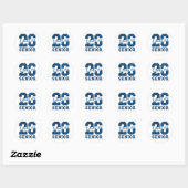 Bold “26 Senior” Blue Typography Design Ronde Sticker (Vel)