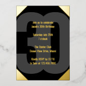Bold 30th Birthday Luxe Zwart en Goud Folie Uitnodiging (Voorkant)