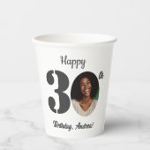 Bold 30th Birthday Party Photo Papieren Bekers (Voorkant)