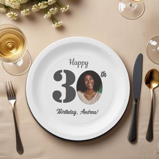 Bold 30th Birthday Party Photo Papieren Bordje