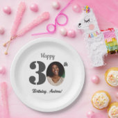 Bold 30th Birthday Party Photo Papieren Bordje (Feest)