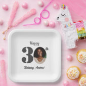 Bold 30th Birthday Party Photo Papieren Bordje (Feest)