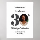 Bold 30th Birthday Party Photo Welcome Poster (Voorkant)