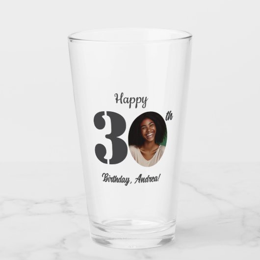 Bold 30th Birthday Photo Glas (Voorkant)