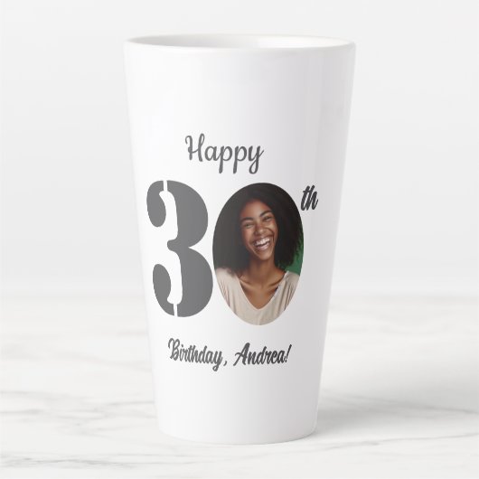 Bold 30th Birthday Photo Latte Mok (Voorkant)
