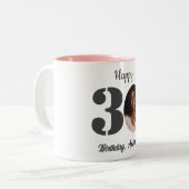 Bold 30th Birthday Photo Tweekleurige Koffiemok (Voorkant links)