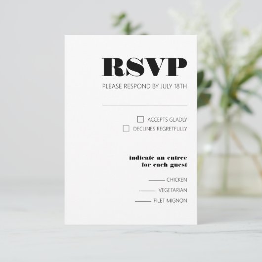 Bold 3,5-inch x 5-inch reactiekaart RSVP kaartje (Staand voorkant)