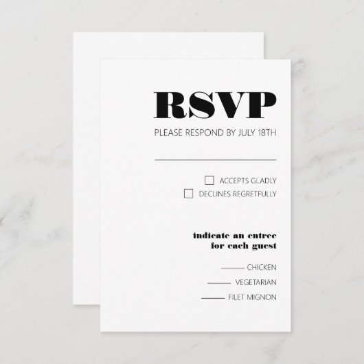 Bold 3,5-inch x 5-inch reactiekaart RSVP kaartje (Voorkant / Achterkant)