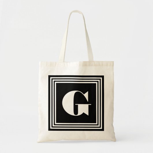 Bold 3 Frame Monogram | Zwart & Wit Tote Bag (Voorkant)