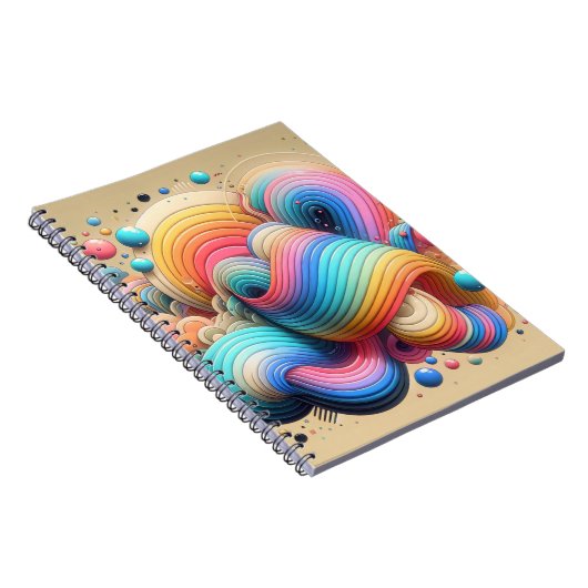 Bold 3D Rainbow Abstract Art Notitieboek (Rechterzijde)
