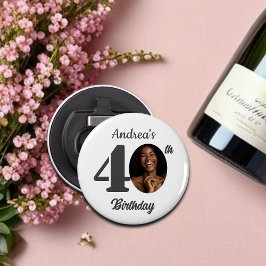 Bold 40th Birthday Party Photo Favor Button Flesopener