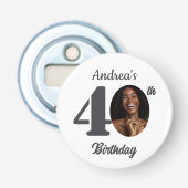 Bold 40th Birthday Party Photo Favor Button Flesopener (Voorkant)