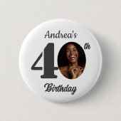 Bold 40th Birthday Party Photo Favor Ronde Button 5,7 Cm (Voorkant)
