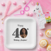 Bold 40th Birthday Party Photo Papieren Bordje (Feest)