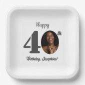 Bold 40th Birthday Party Photo Papieren Bordje (Voorkant)