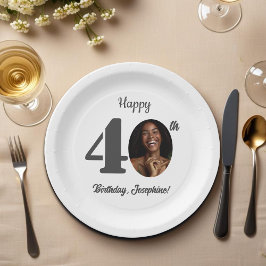 Bold 40th Birthday Party Photo Papieren Bordje