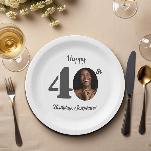 Bold 40th Birthday Party Photo Papieren Bordje