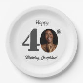 Bold 40th Birthday Party Photo Papieren Bordje (Voorkant)