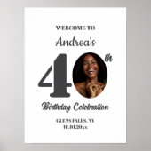 Bold 40th Birthday Party Photo Welcome Poster (Voorkant)