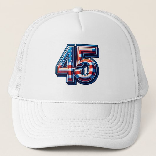Bold 45th Birthday Mok – Amerikaanse Vlag Ballon S Trucker Pet (Voorkant)