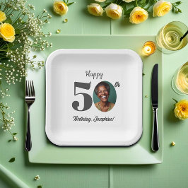 Bold 50th Birthday Party Photo Papieren Bordje