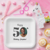 Bold 50th Birthday Party Photo Papieren Bordje (Feest)