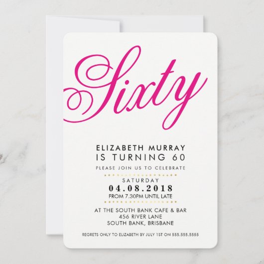 BOLD 60E verjaardagsfeestje UITNODIGEN script zwar Kaart (Voorkant)