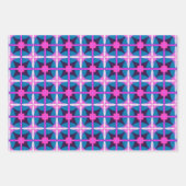 Bold 60's Retro Print Hot Pink Blauwgroen Blauw Inpakpapier Vel (Voorkant)