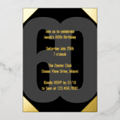 Bold 60th Birthday Luxe Zwart en Goud Folie Uitnodiging (Voorkant)