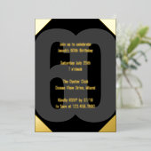 Bold 60th Birthday Luxe Zwart en Goud Folie Uitnodiging (Staand Voorkant)