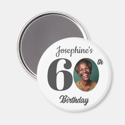 Bold 60th Birthday Party Photo Favor Magneet (Voorkant / Achterkant)