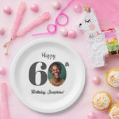 Bold 60th Birthday Party Photo Papieren Bordje (Feest)