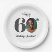 Bold 60th Birthday Party Photo Papieren Bordje (Voorkant)