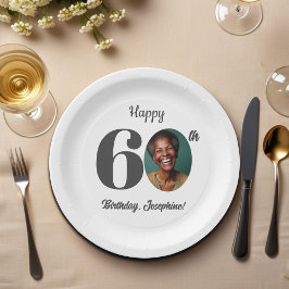 Bold 60th Birthday Party Photo Papieren Bordje