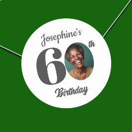 Bold 60th Birthday Party Photo Ronde Sticker