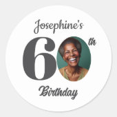 Bold 60th Birthday Party Photo Ronde Sticker (Voorkant)