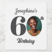 Bold 60th Birthday Party Photo Wijn Etiket (Enkel label)