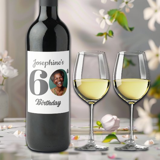 Bold 60th Birthday Party Photo Wijn Etiket