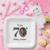 Bold 70th Birthday Party Photo Papieren Bordje (Feest)