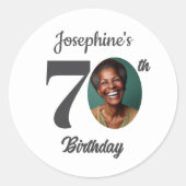 Bold 70th Birthday Party Photo Ronde Sticker (Voorkant)