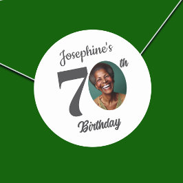 Bold 70th Birthday Party Photo Ronde Sticker